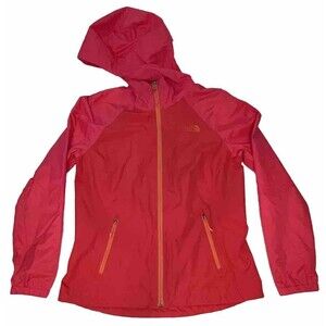 The North Face Pink Orange Hooded Nylon Hyvent Windbreaker Jacket Women’s Medium